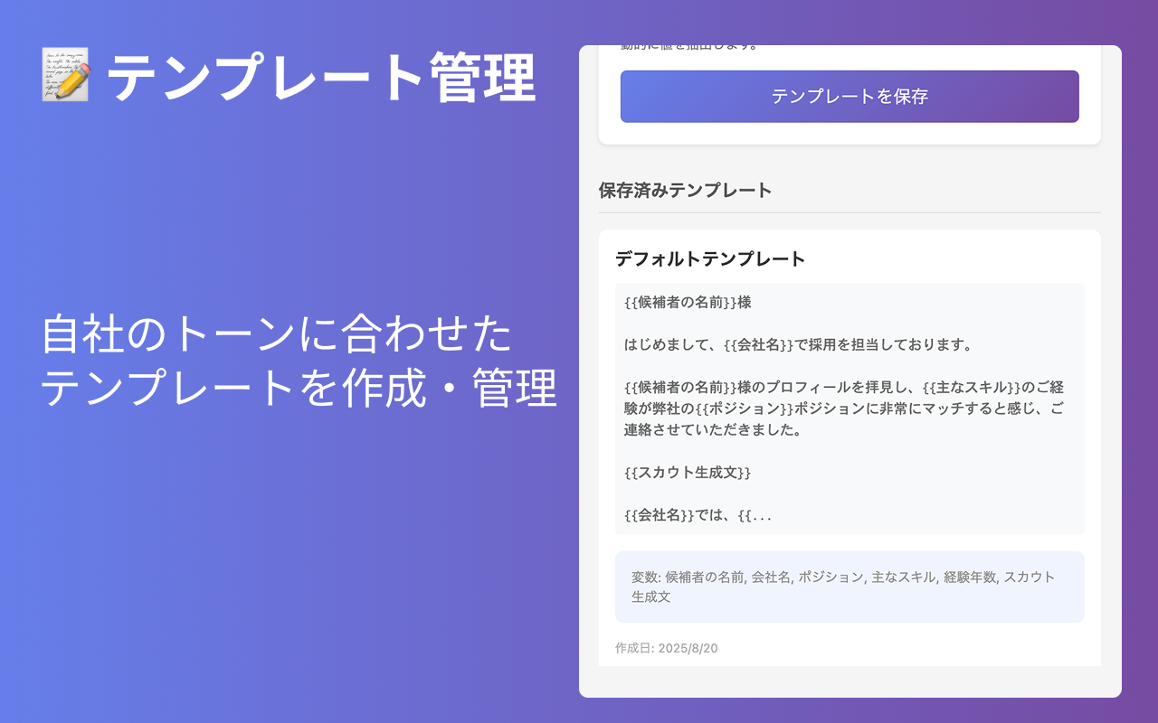 テンプレート管理画面